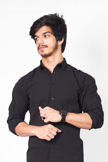 All-Black Sophistication Casual Shirt