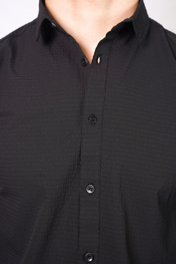 All-Black Sophistication Casual Shirt