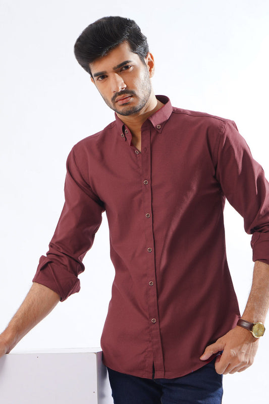 Plain Maroon Casual Shirt