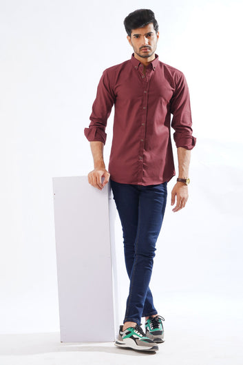 Plain Maroon Casual Shirt