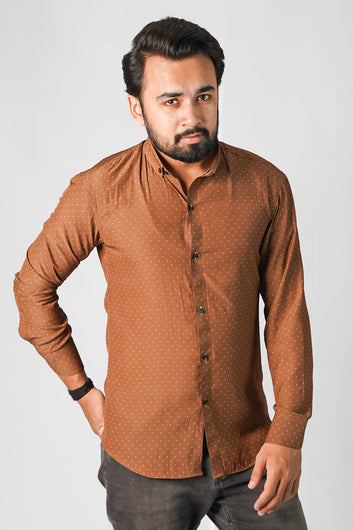 Rust Dots Casual Shirt