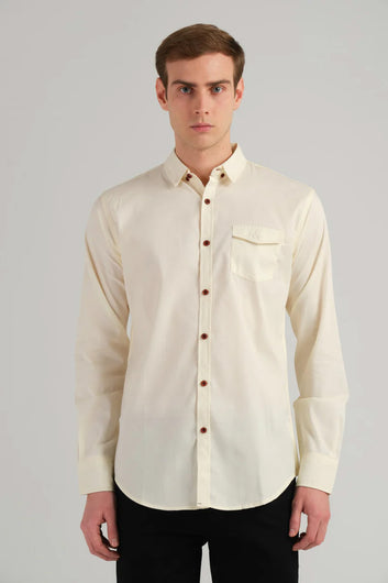 Plane Beige Casual Shirt