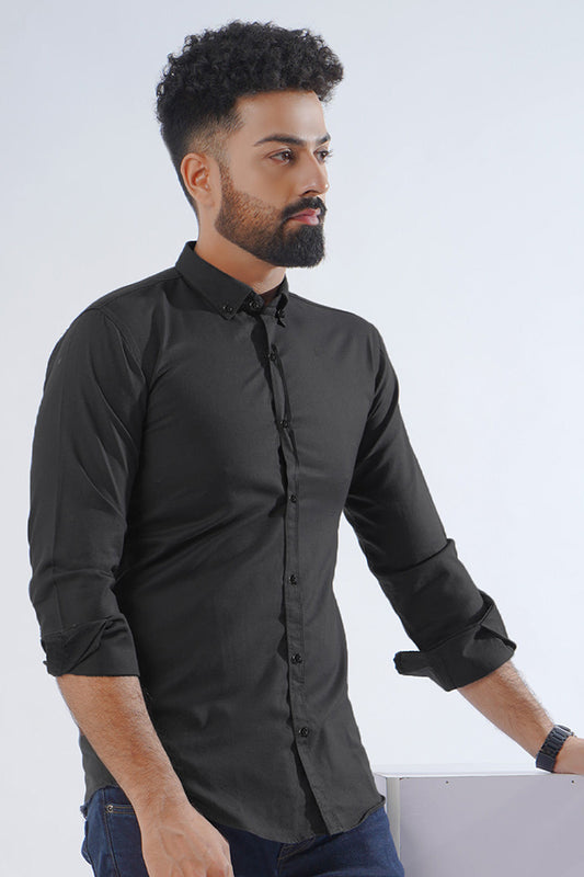 Plane Black Casual Shirt