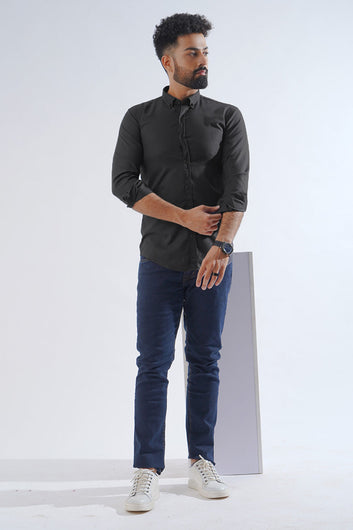 Plane Black Casual Shirt