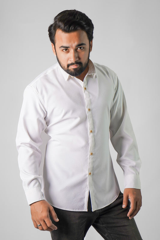 Classic White Button-Down Casual Shirt