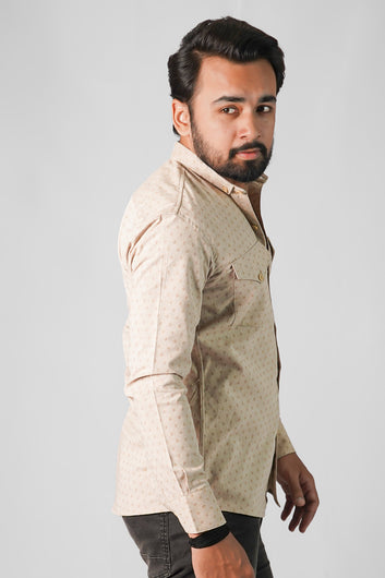 Beige Patterned Charm Casual Shirt