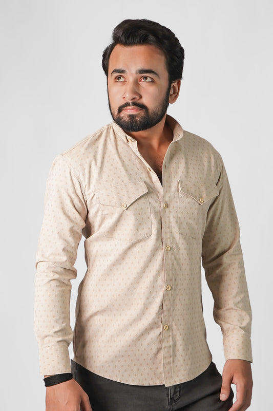 Beige Patterned Charm Casual Shirt