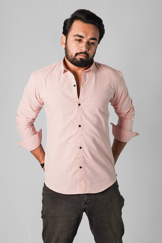 Blush Pink Patterned Casual Shirt