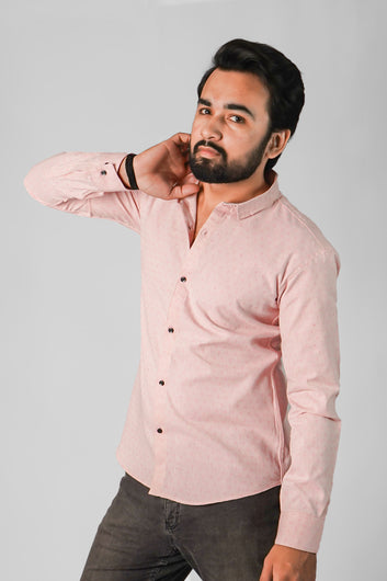 Blush Pink Patterned Casual Shirt