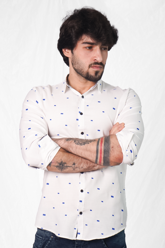 Minimalist White Squares Casual Shirt